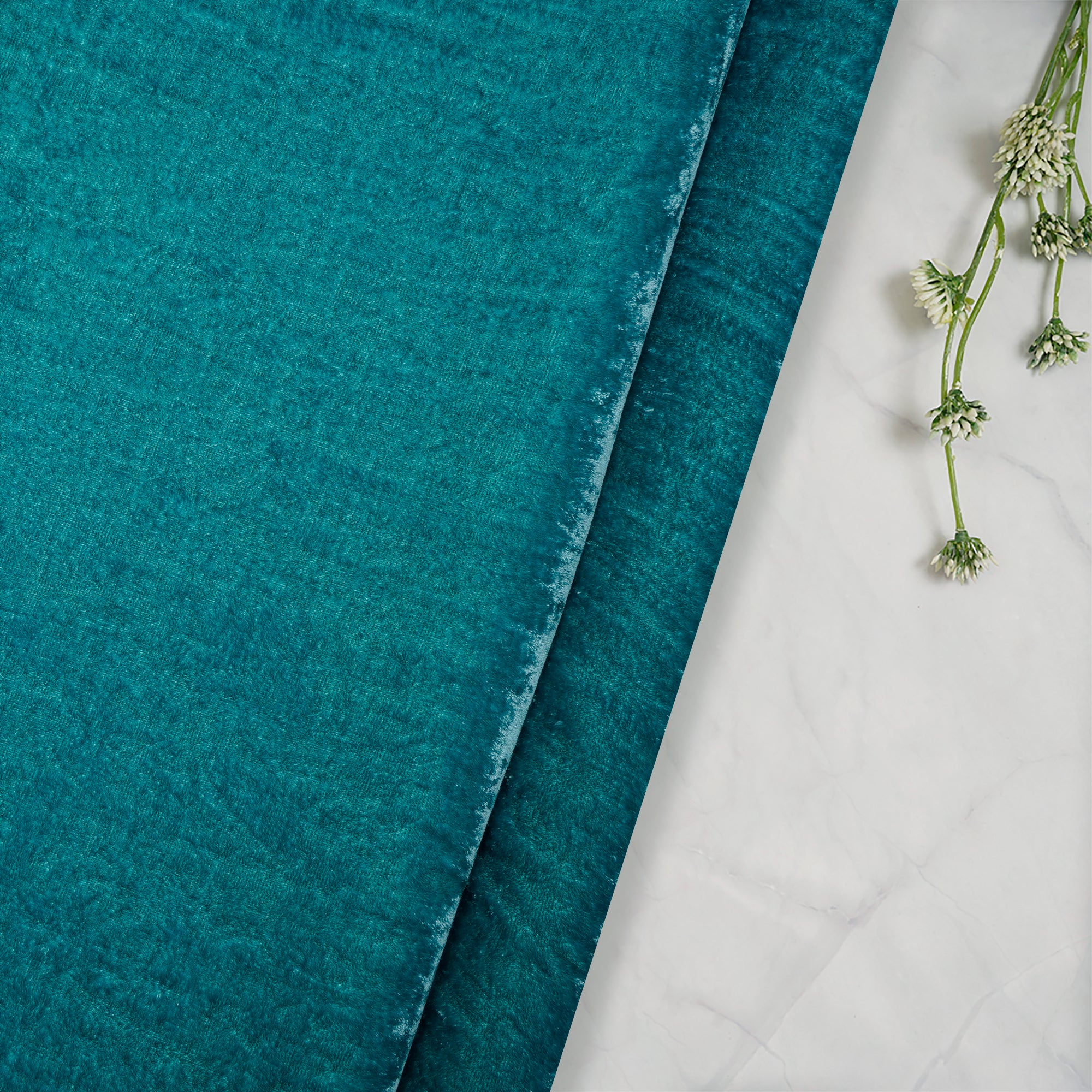 Rama Green Piece Dyed Silk Velvet Fabric