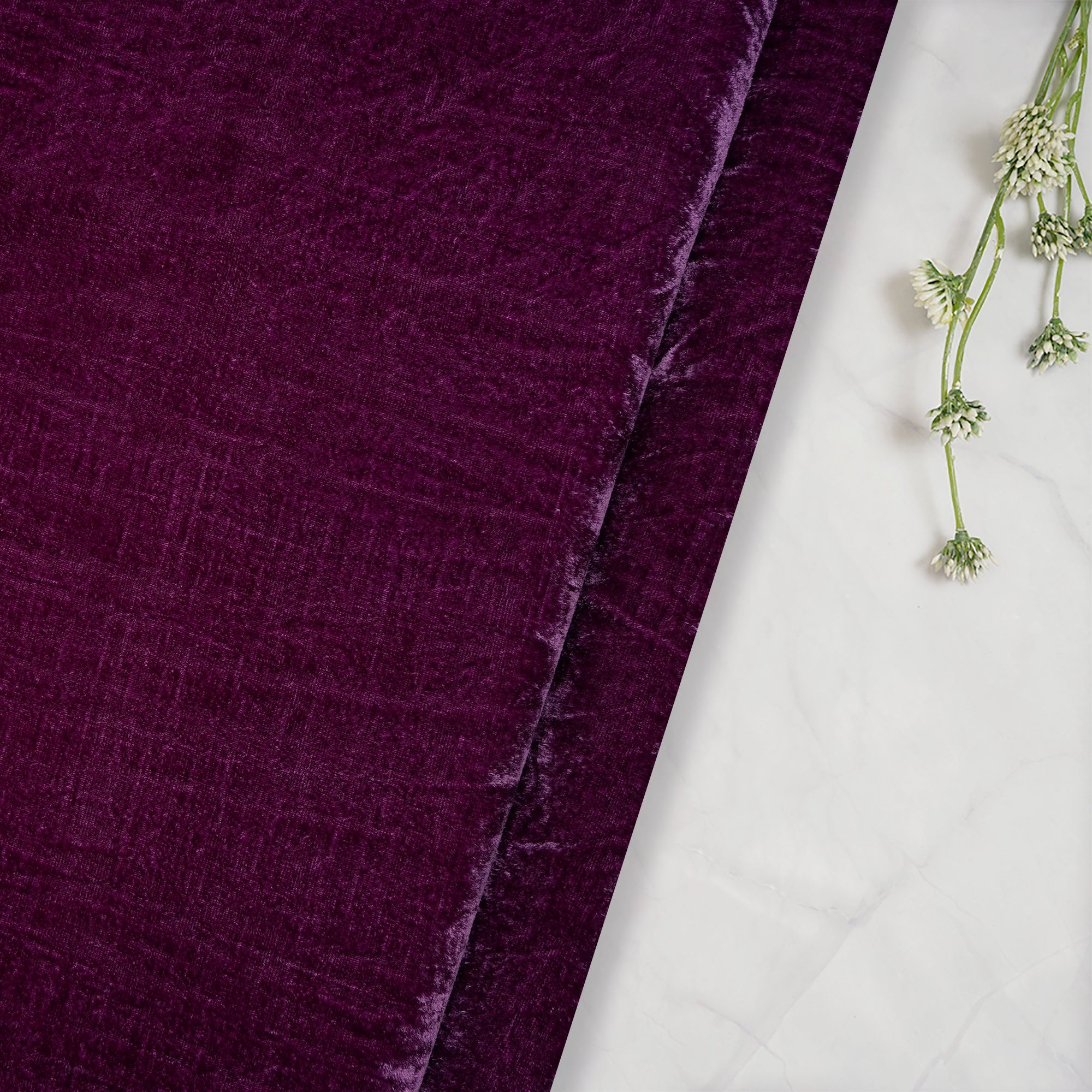 Deep Purple Piece Dyed Silk Velvet Fabric