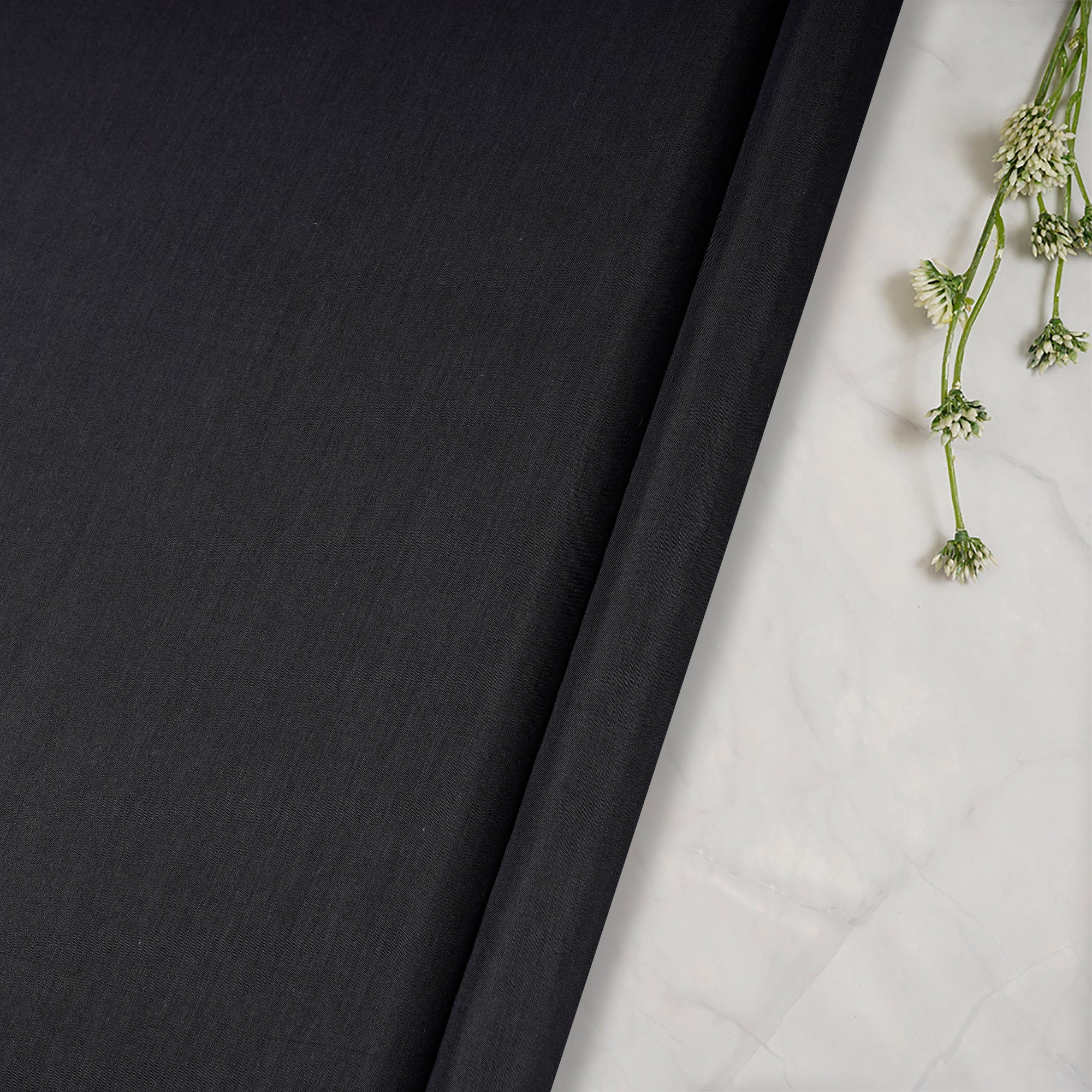 Black Color Cotton Silk Fabric