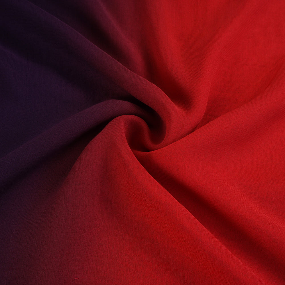 Red Color Ombre Dyed Georgette Silk Fabric