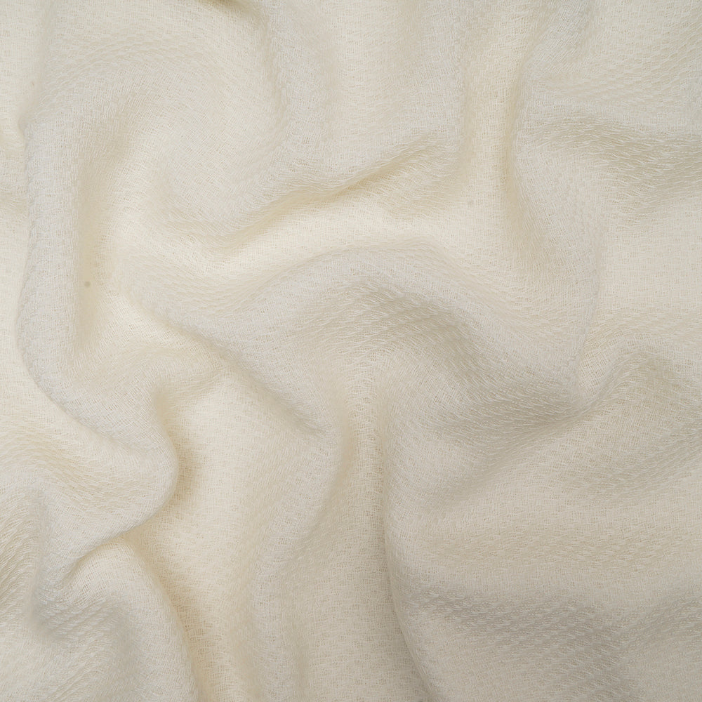 Off White Color Silk Wool Jacquard Fabric