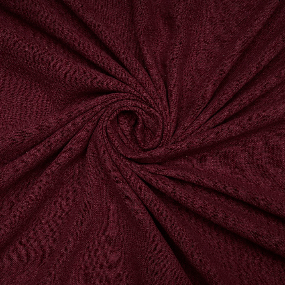 Maroon Color Mill Dyed Cotton Viscose Slub Fabric