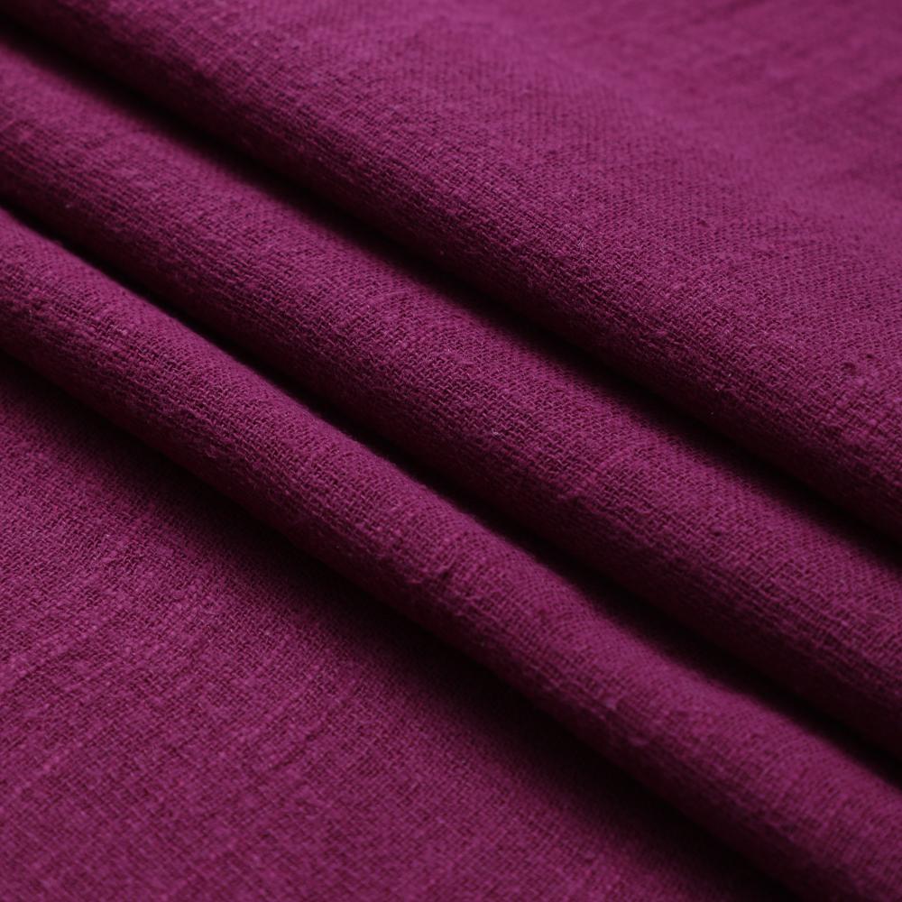 Dark Raspberry Color Cotton Viscose Slub Fabric