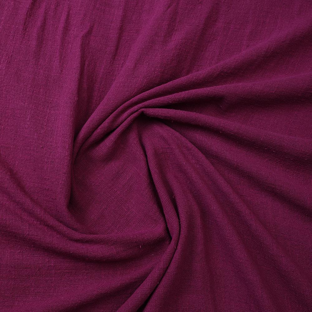 Dark Raspberry Color Cotton Viscose Slub Fabric