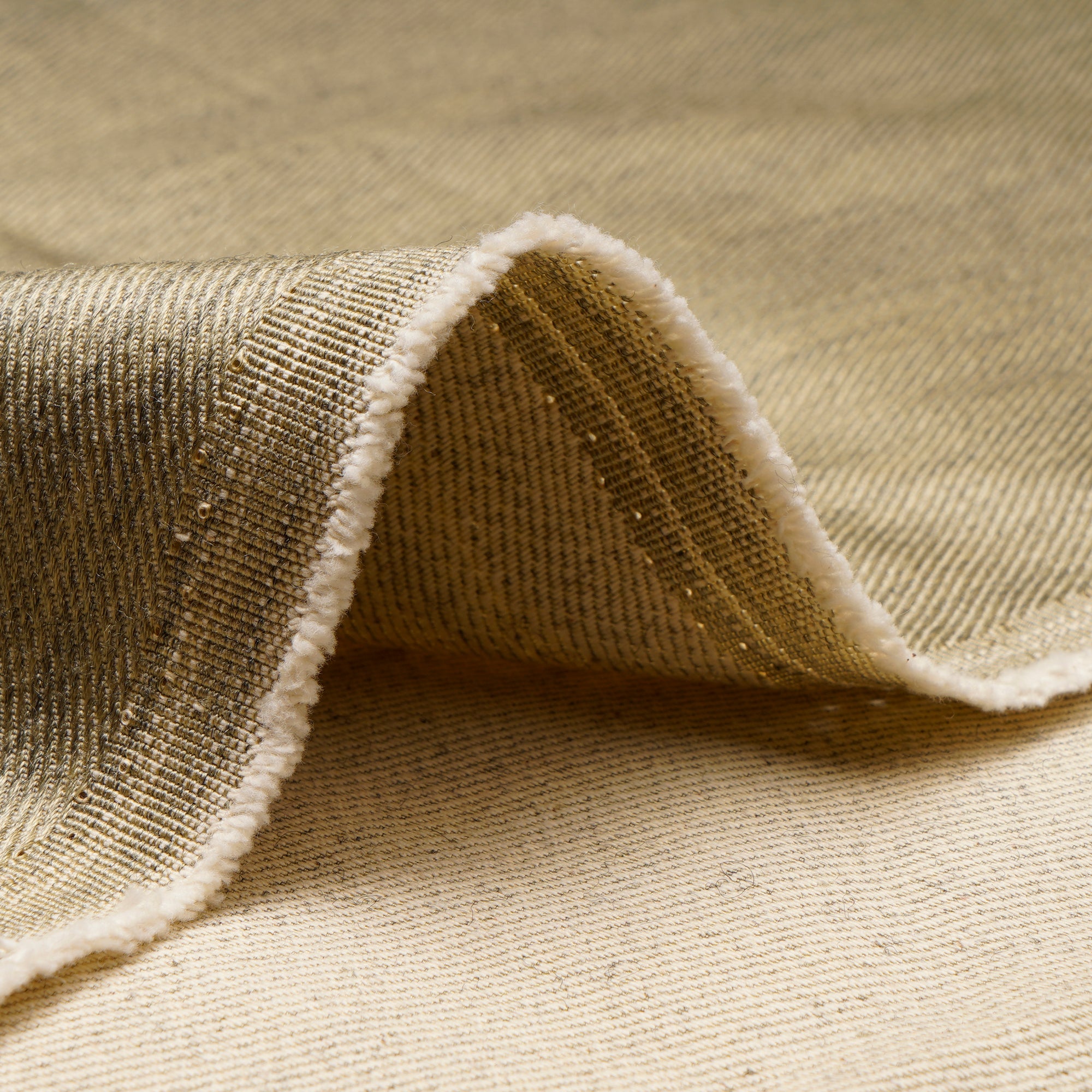 Light Olive Green Color Twill Linen Woolen Fabric