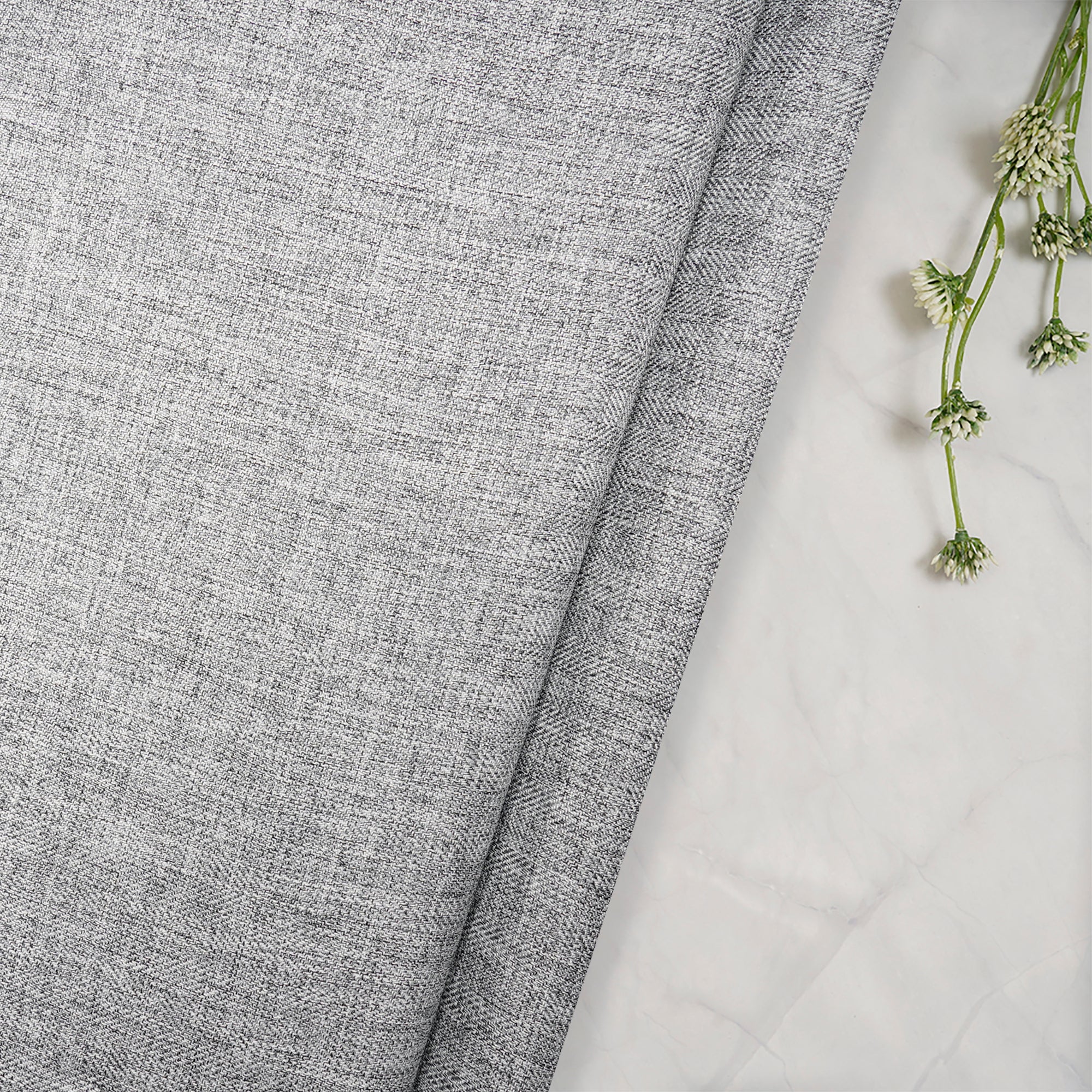Grey Color Polyester Chambray Fabric