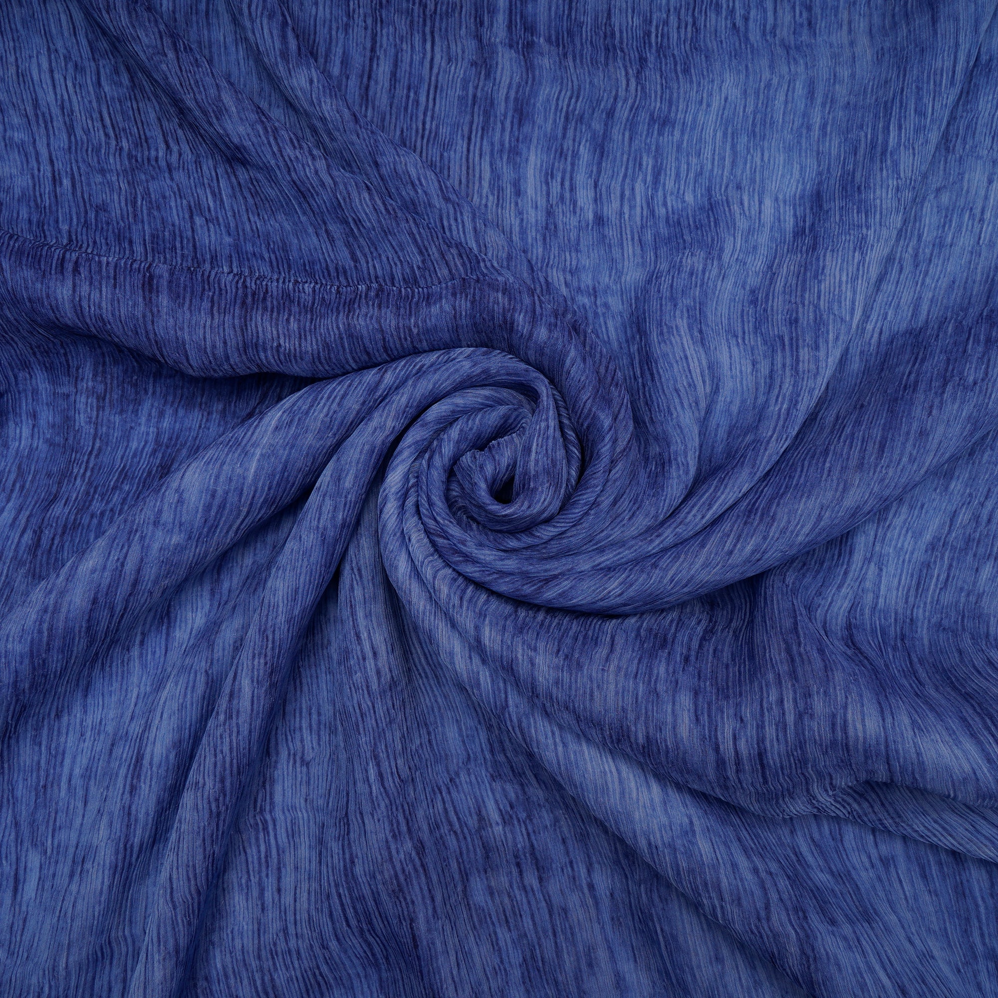 Blue Color Hand Painted Chiffon Silk Fabric