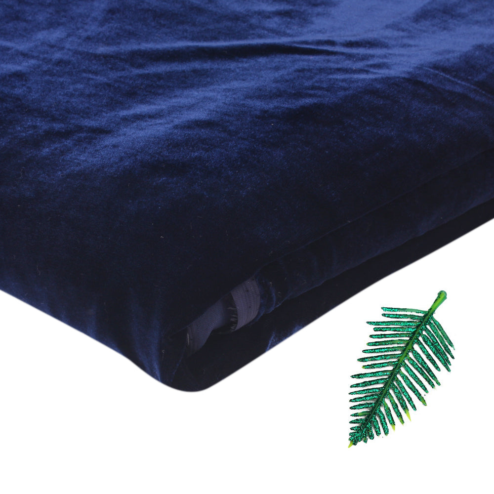 Dark Navy Blue Color Velvet Silk Fabric