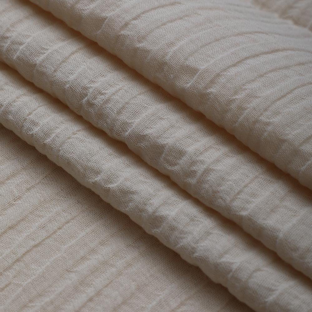 Cream Color Crushed Cotton Linen Fabric