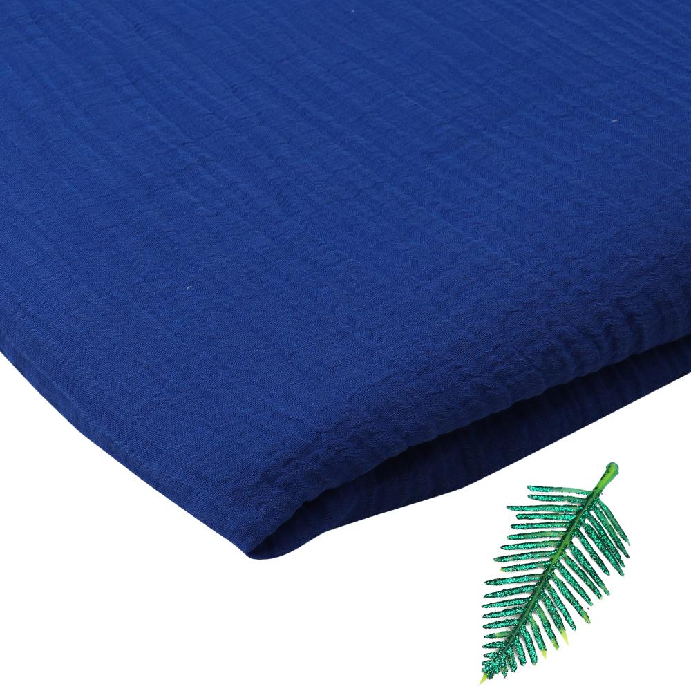 Blue Color Crushed Cotton Linen Fabric
