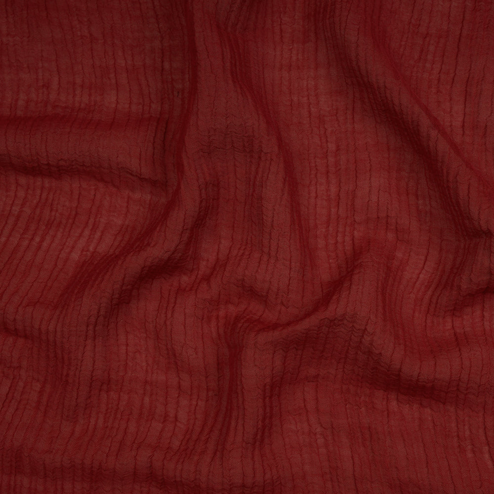 Maroon Color Crushed Cotton Linen Fabric