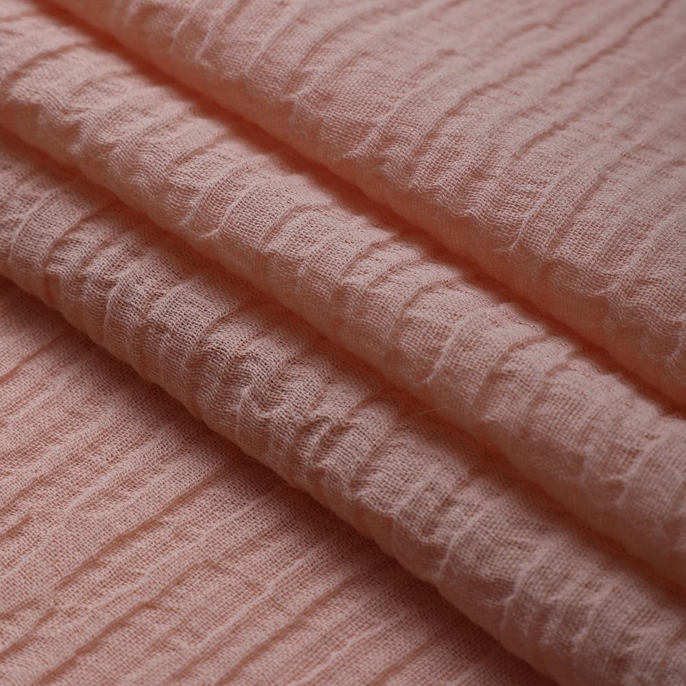 Peach Color Crushed Cotton Linen Fabric