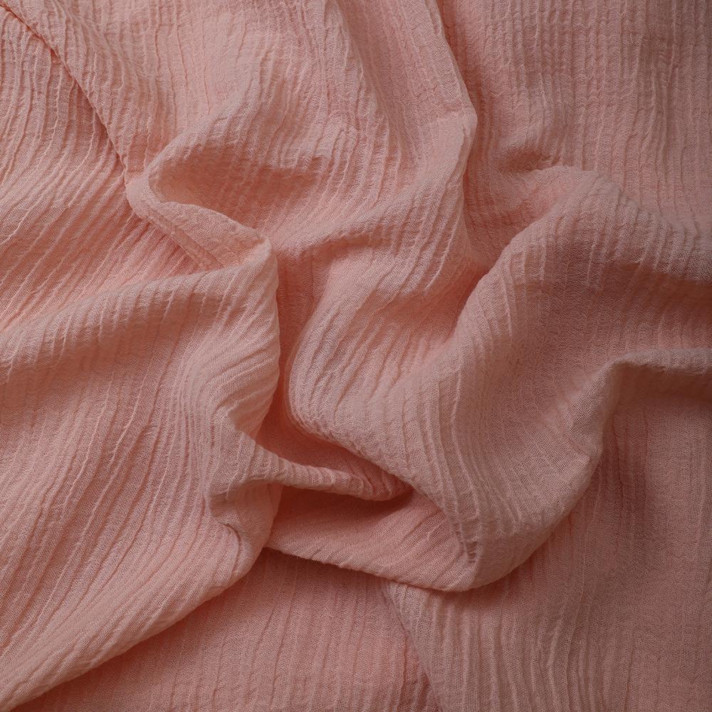 Peach Color Crushed Cotton Linen Fabric