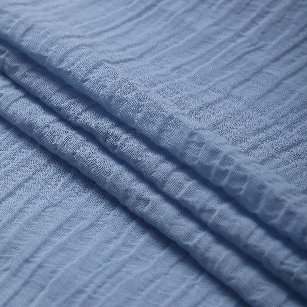 Ice Water Blue Color Crushed Cotton Linen Fabric
