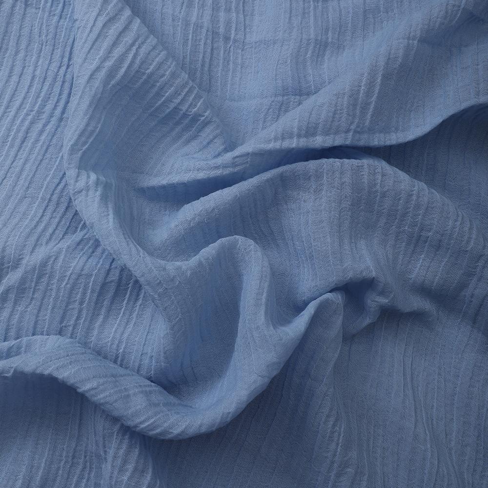 Ice Water Blue Color Crushed Cotton Linen Fabric