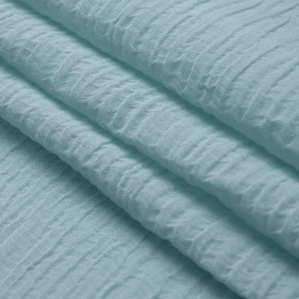 Light Cyan Blue Color Crushed Cotton Linen Fabric