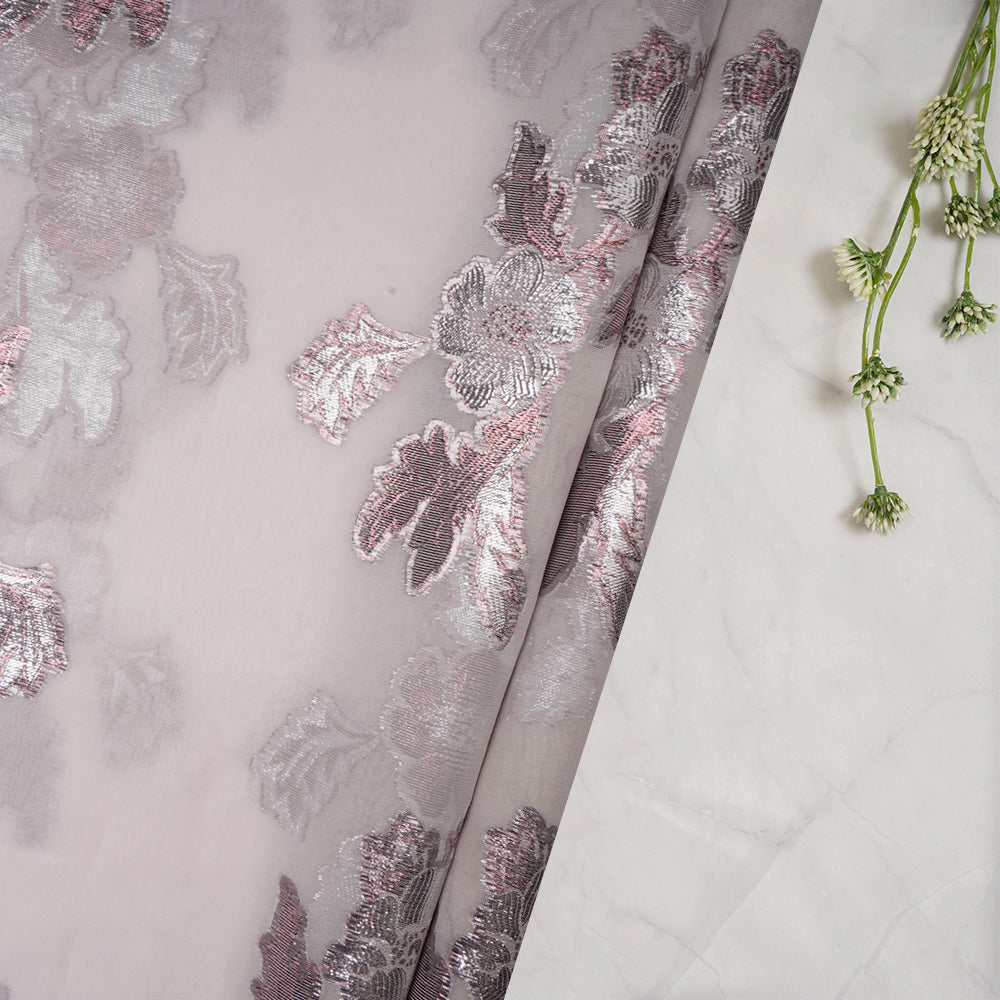 Lavender Blush Color Georgette Lurex Jacquard Fabric