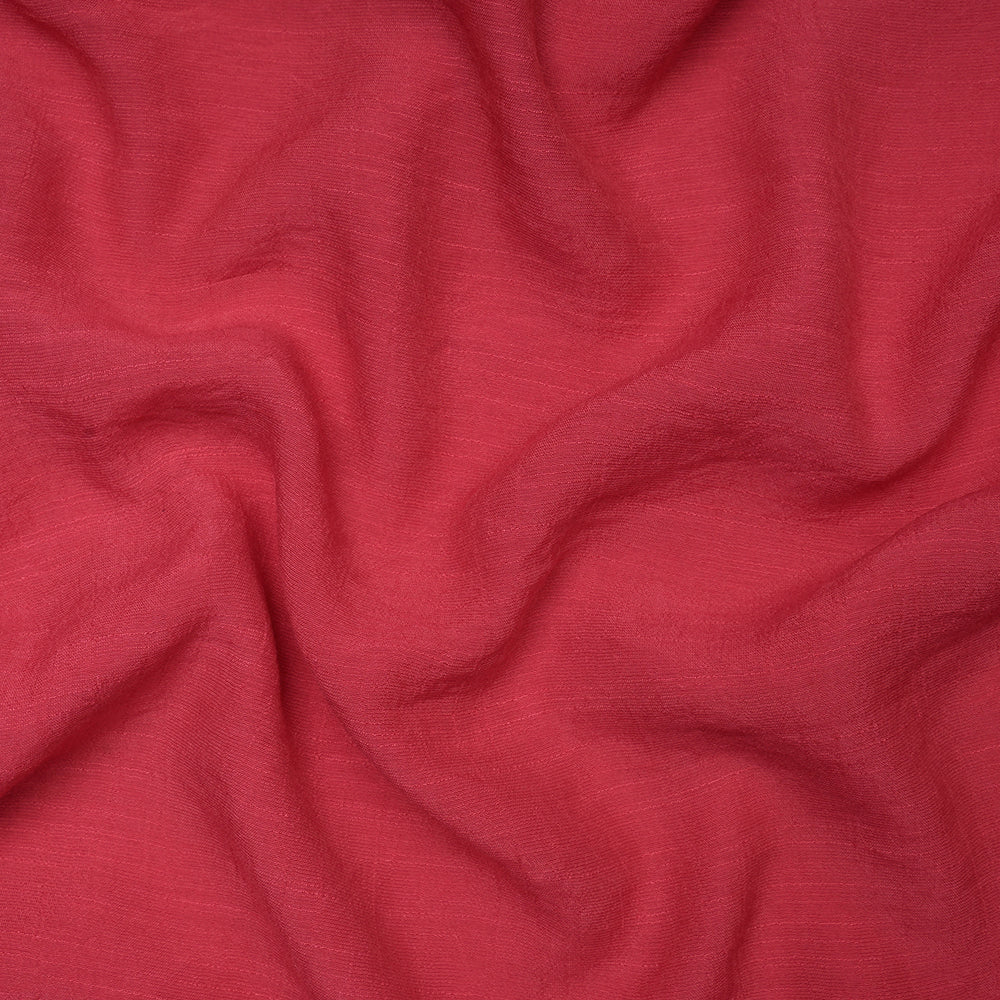 Cerise Color Yarn Dyed Linen Crepe Fabric