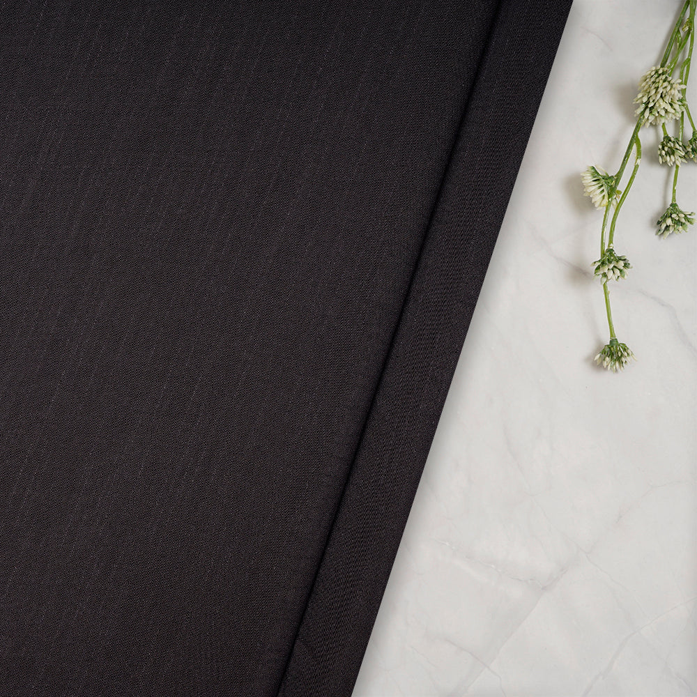Dark Grey Color Yarn Dyed Linen Crepe Fabric