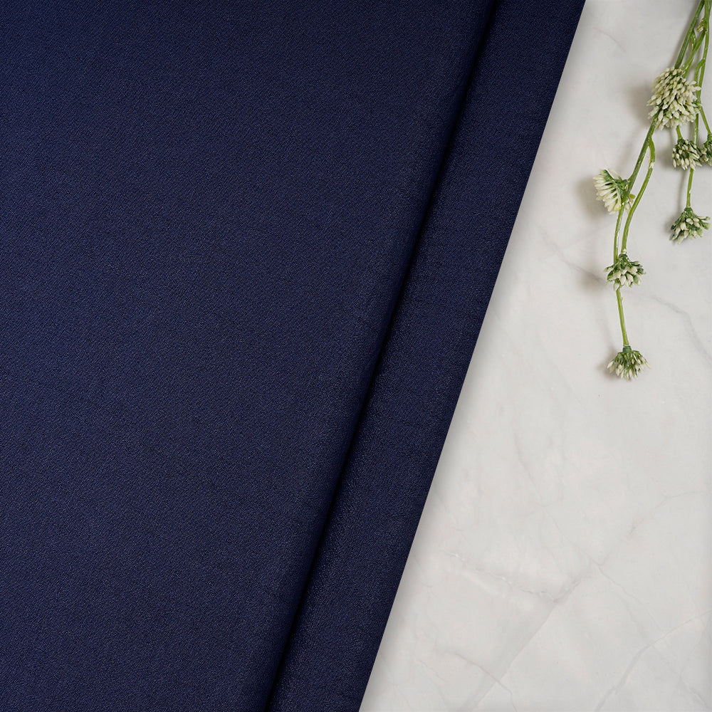 Navy Color Yarn Dyed Linen Crepe Fabric