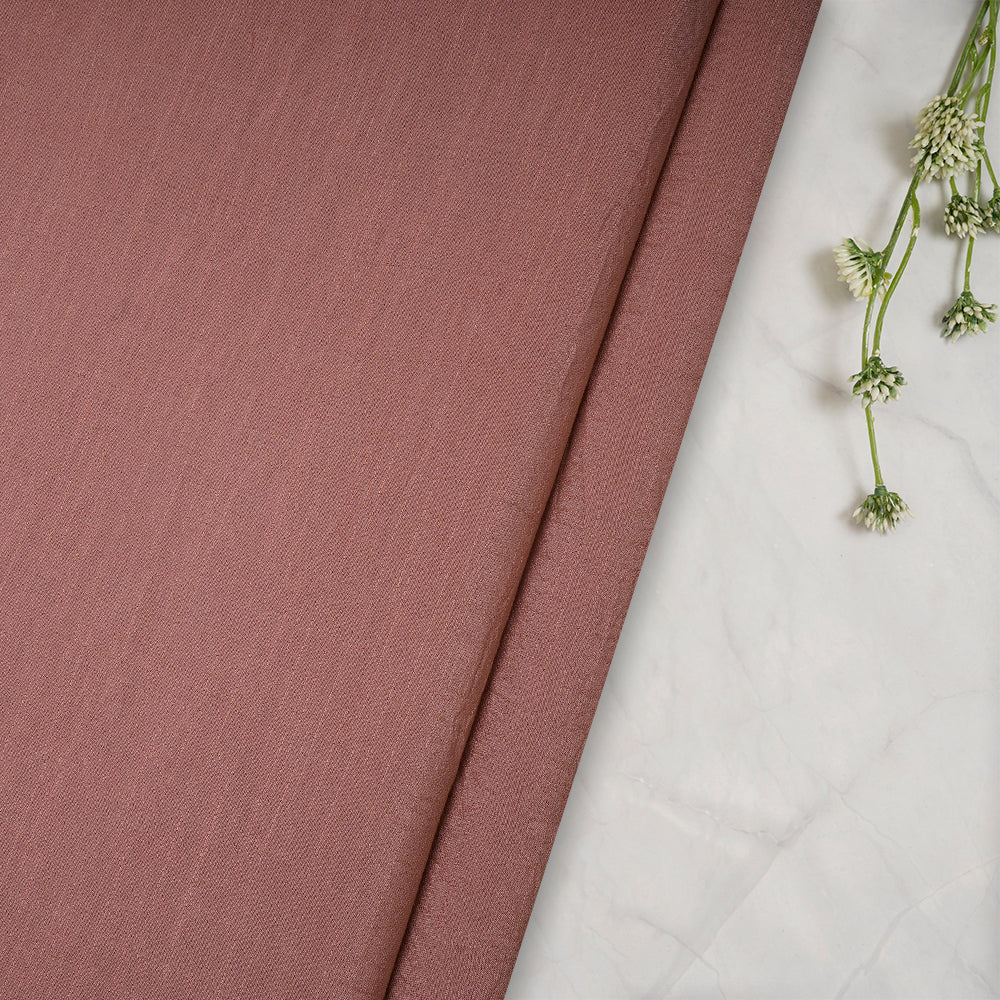 Pale Chestnut Color Yarn Dyed Linen Crepe Fabric