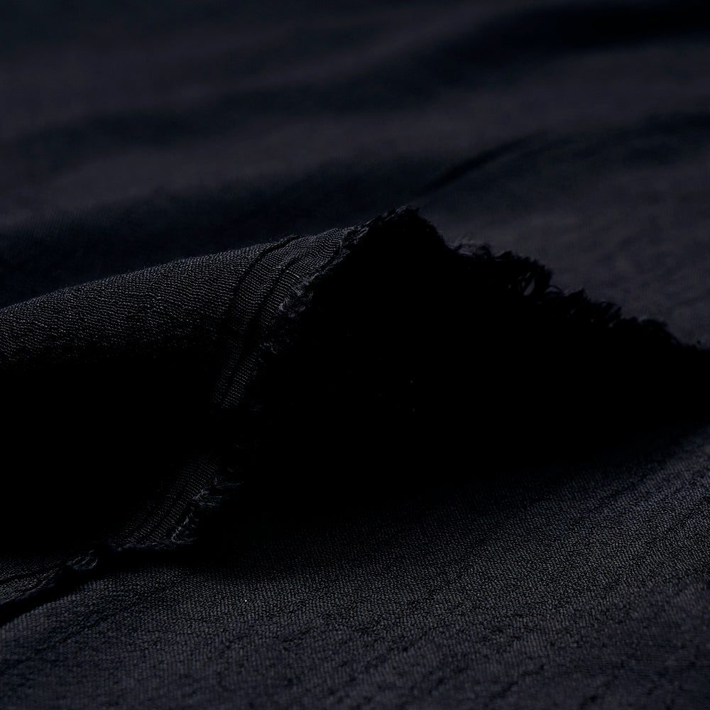Black Color Yarn Dyed Linen Crepe Fabric