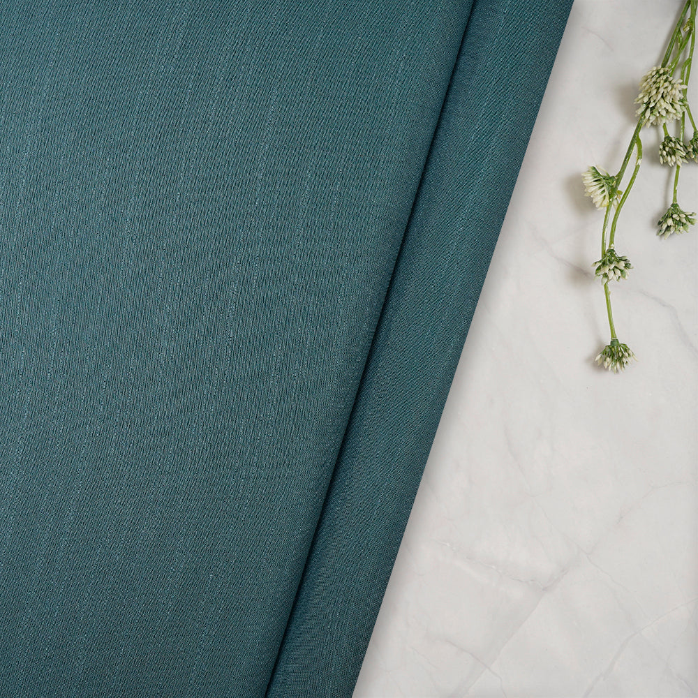 Teal Color Yarn Dyed Linen Crepe Fabric