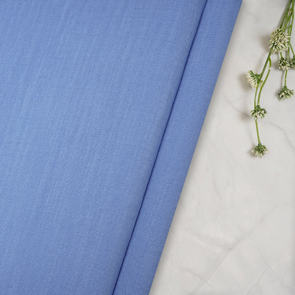 Parakeet Blue Color Yarn Dyed Linen Crepe Fabric