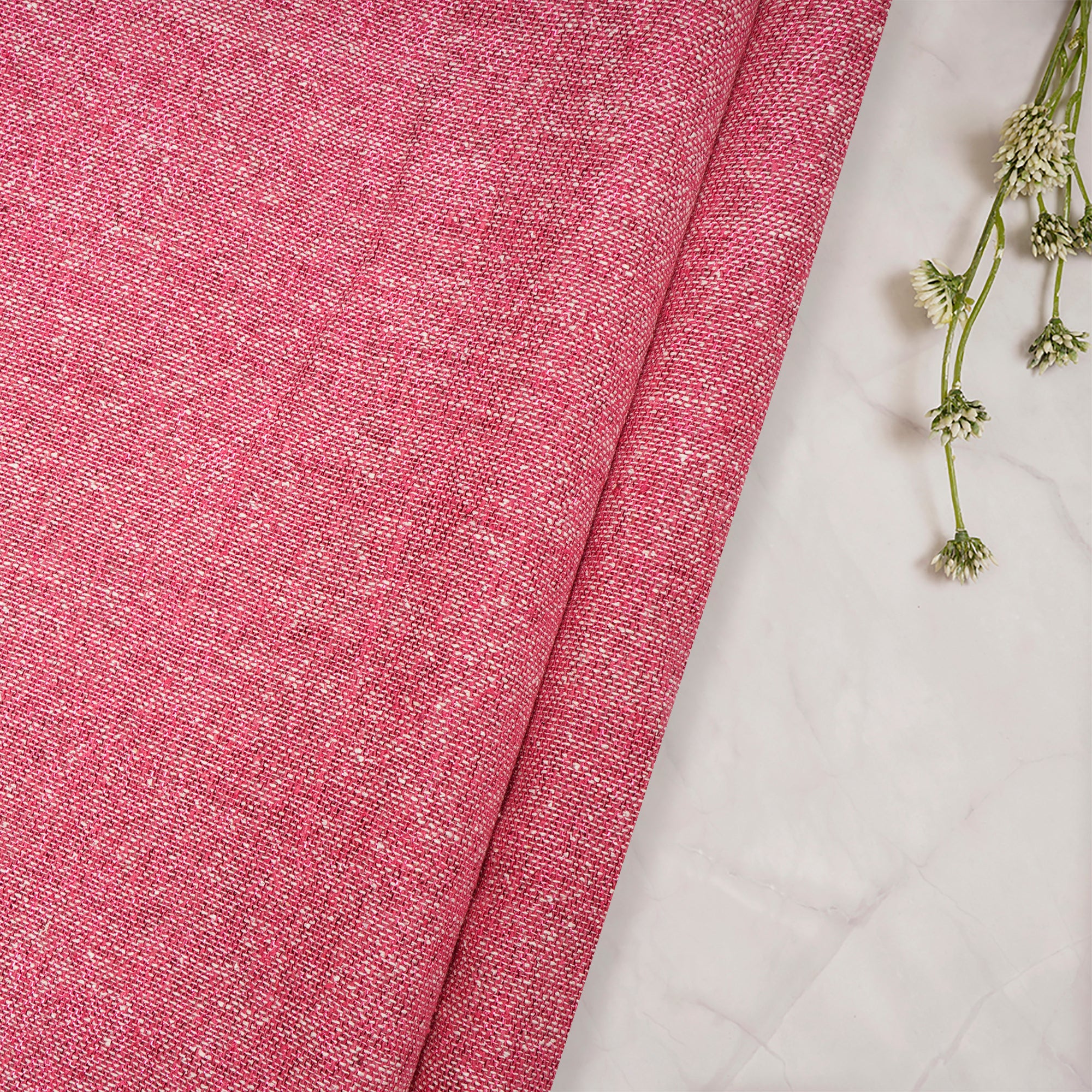 Pink-White Color Noile Linen Fabric