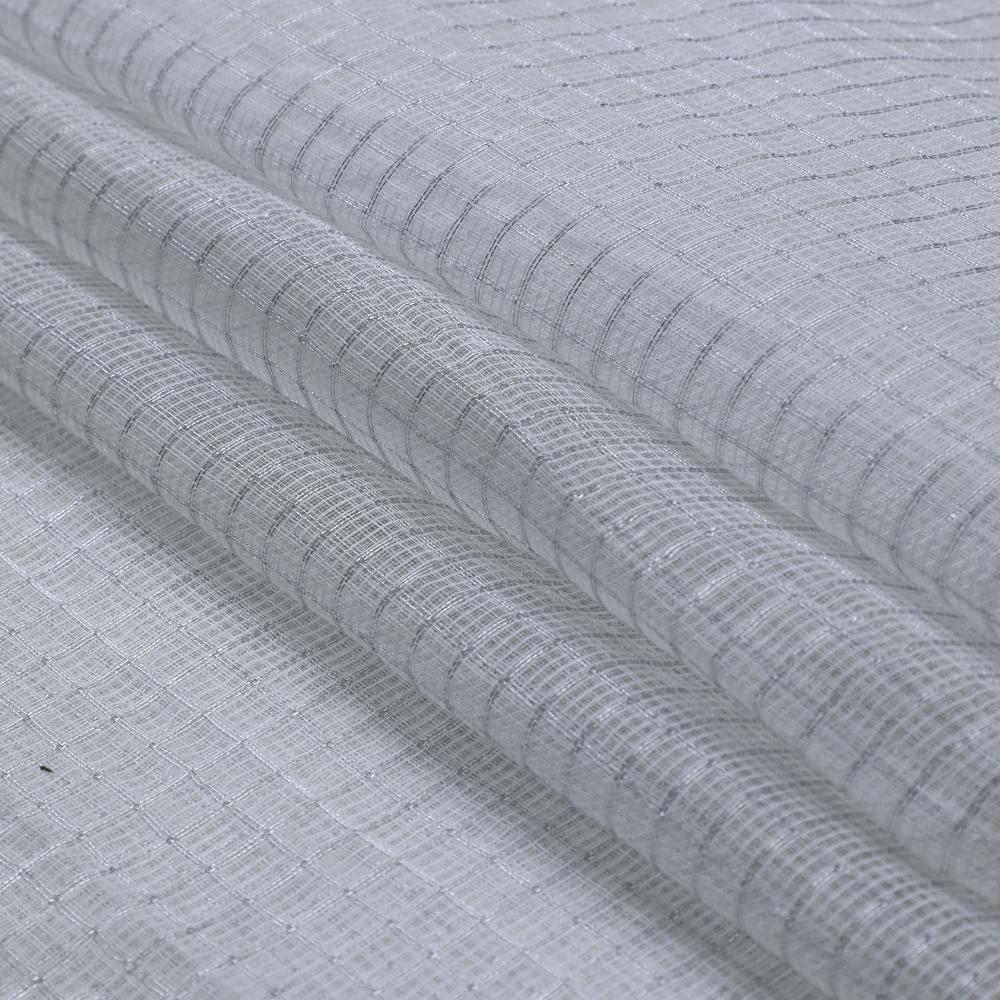 White Color Handwoven Cotton Kota Fabric With Zari