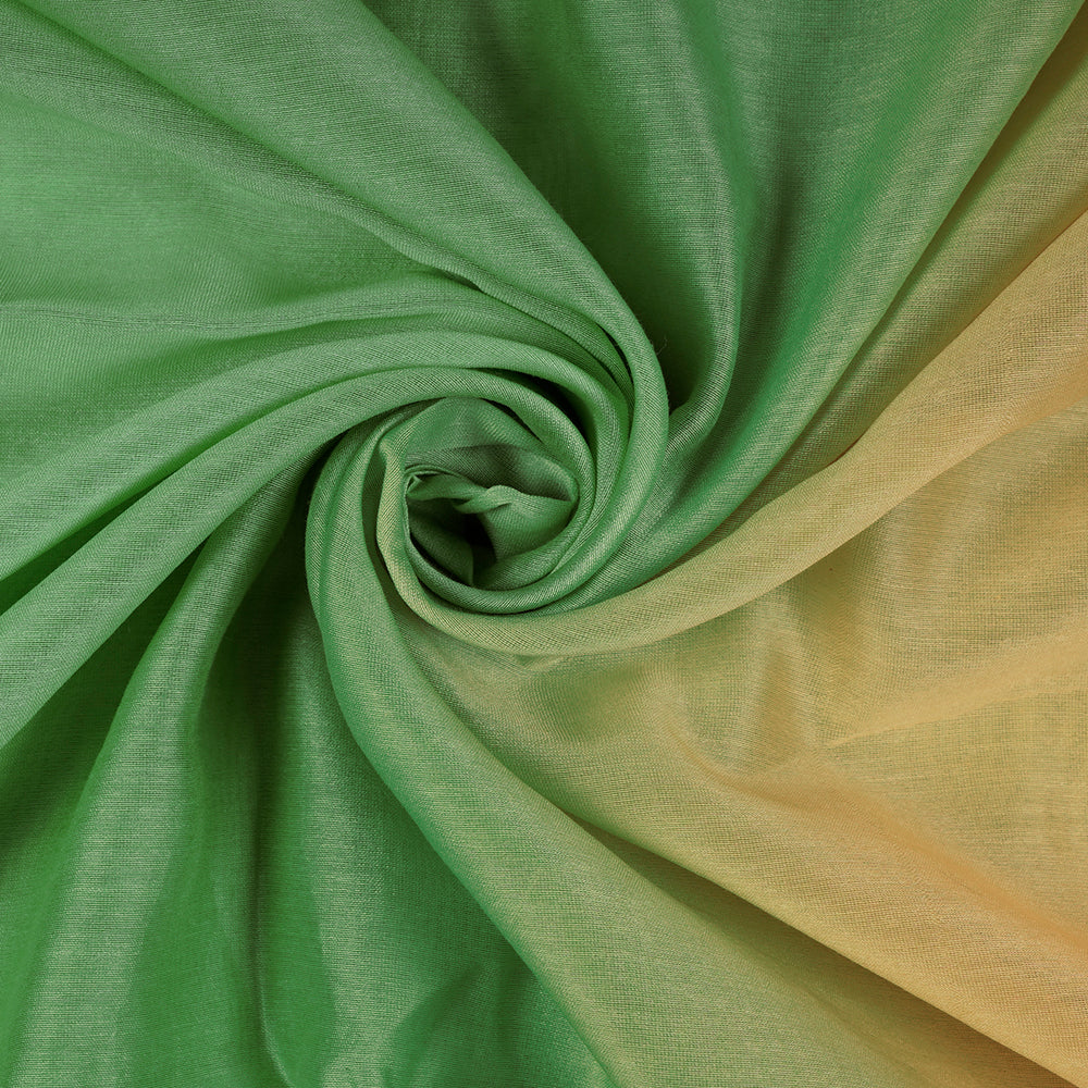 Yellow-Green Color Ombre Dyed Chanderi Fabric
