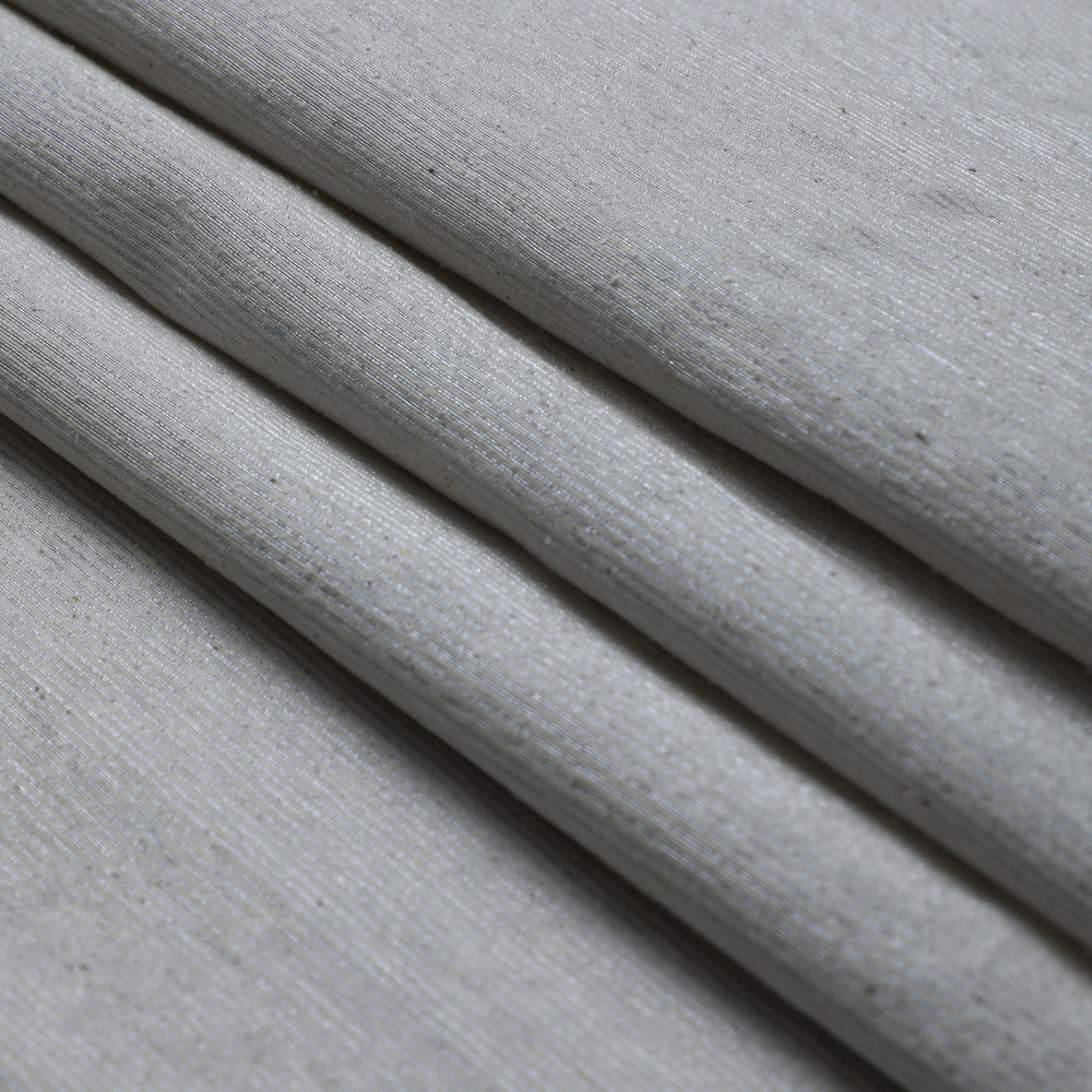 Silver Color Zari Striped Noile Lurex Silk Fabric