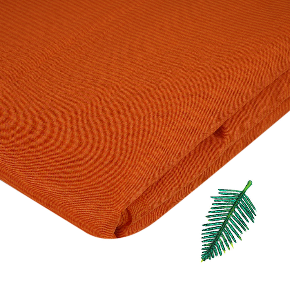 Orange Color Fancy Polyester Chanderi Fabric