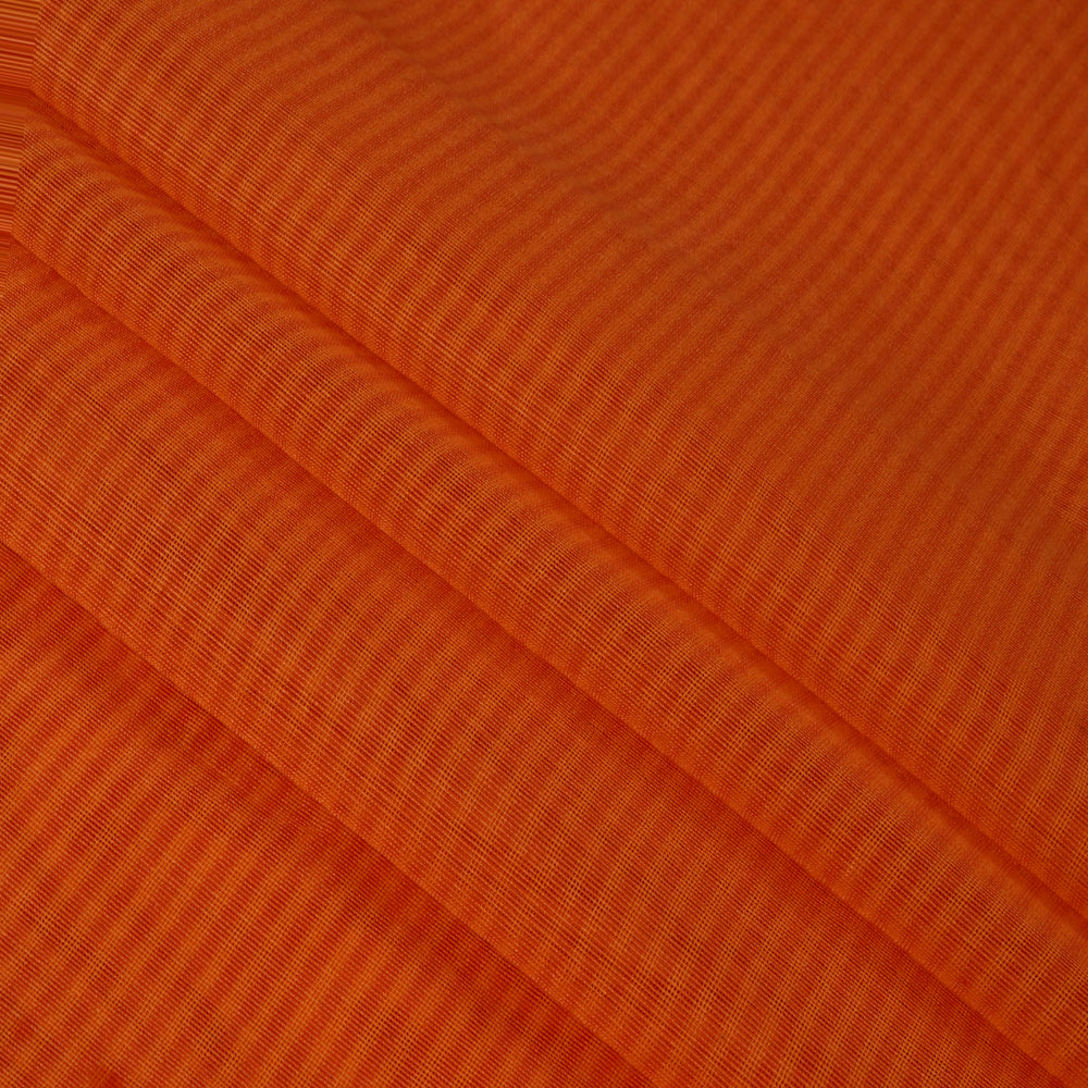 Orange Color Fancy Polyester Chanderi Fabric