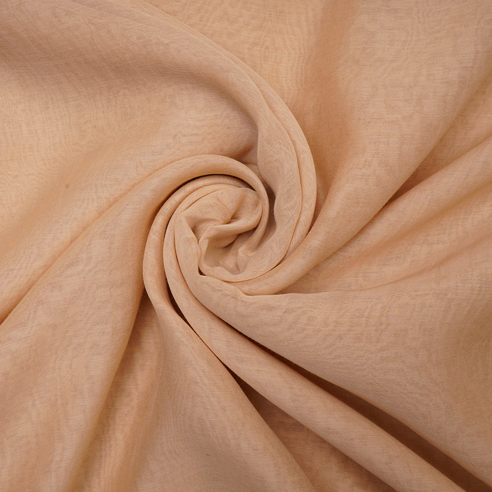 Peach Pure Chanderi Fancy Fabric With Zari Border