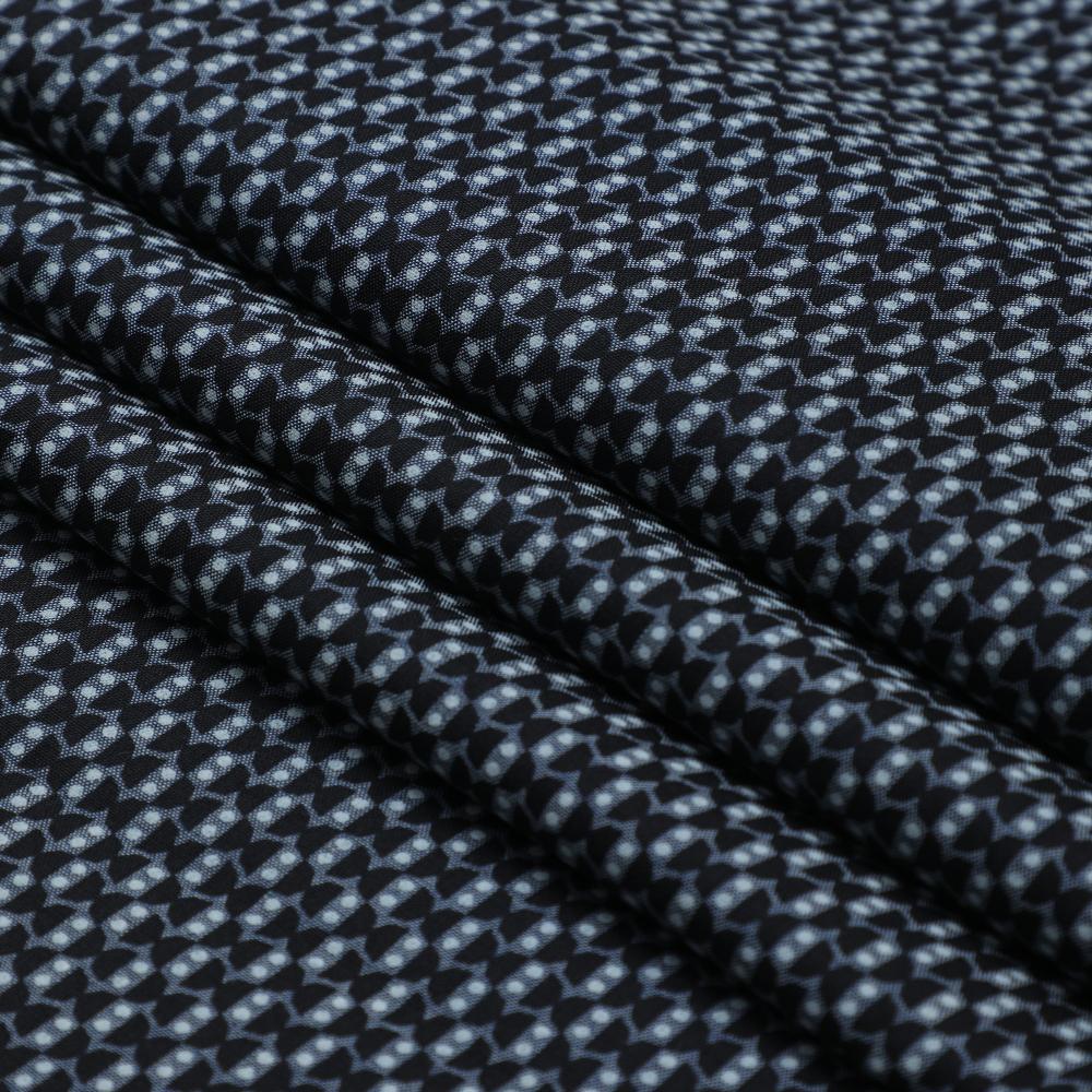 Black-Grey Color Printed Linen Fabric