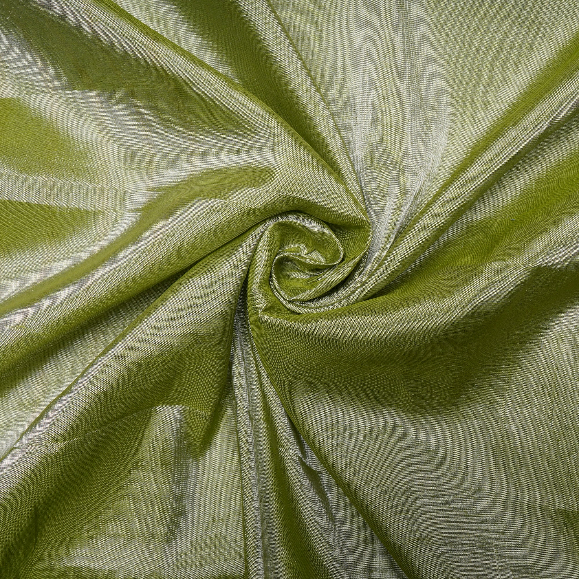 Metallic Green Color Handwoven Pure Tissue Fabric