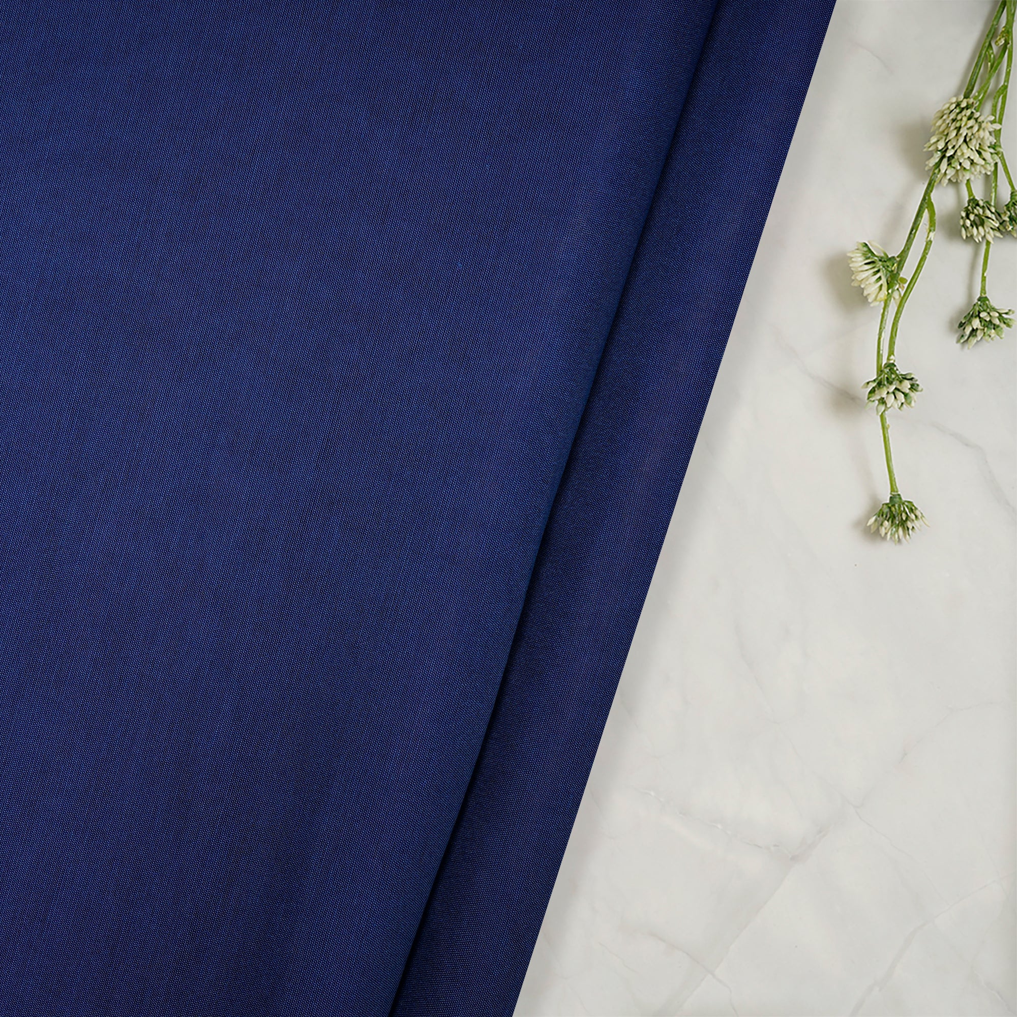 Lapis Blue Color Chanderi Fabric with Zari Border
