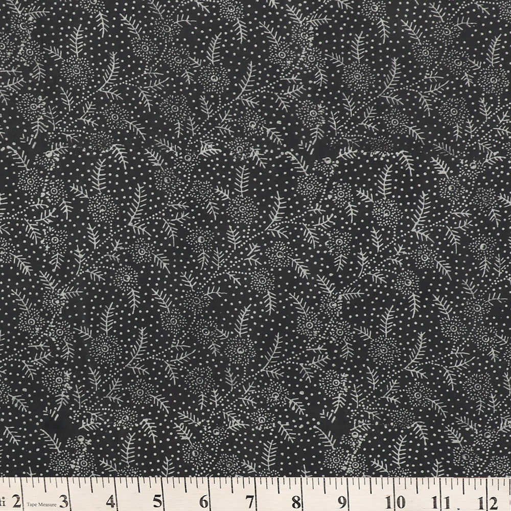 Dark Grey Color Printed High Twisted Cotton Voile Fabric
