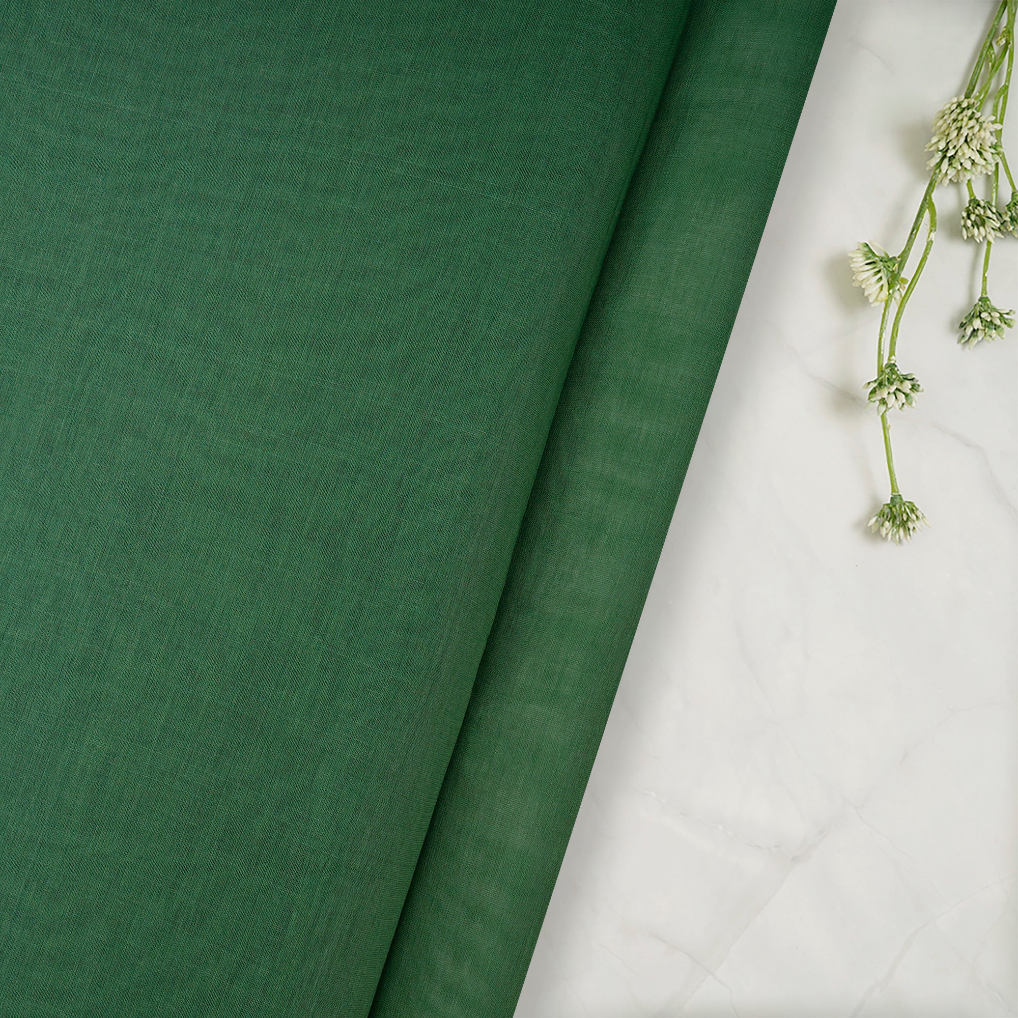 Dark Green Color Piece Dyed Fine Chanderi Fabric