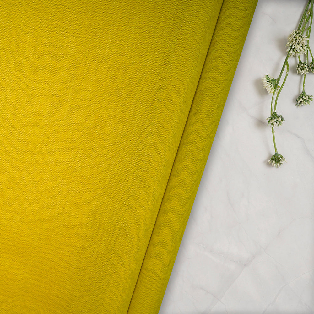 Yellow Color Pure Fine Silk Cotton Fabric