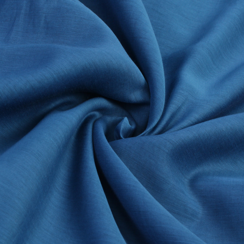 Blue Color Piece Dyed Plain Chanderi Fabric