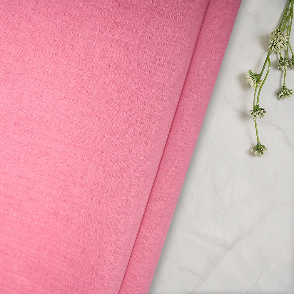 Pink Color Fine Silk Cotton Fabric
