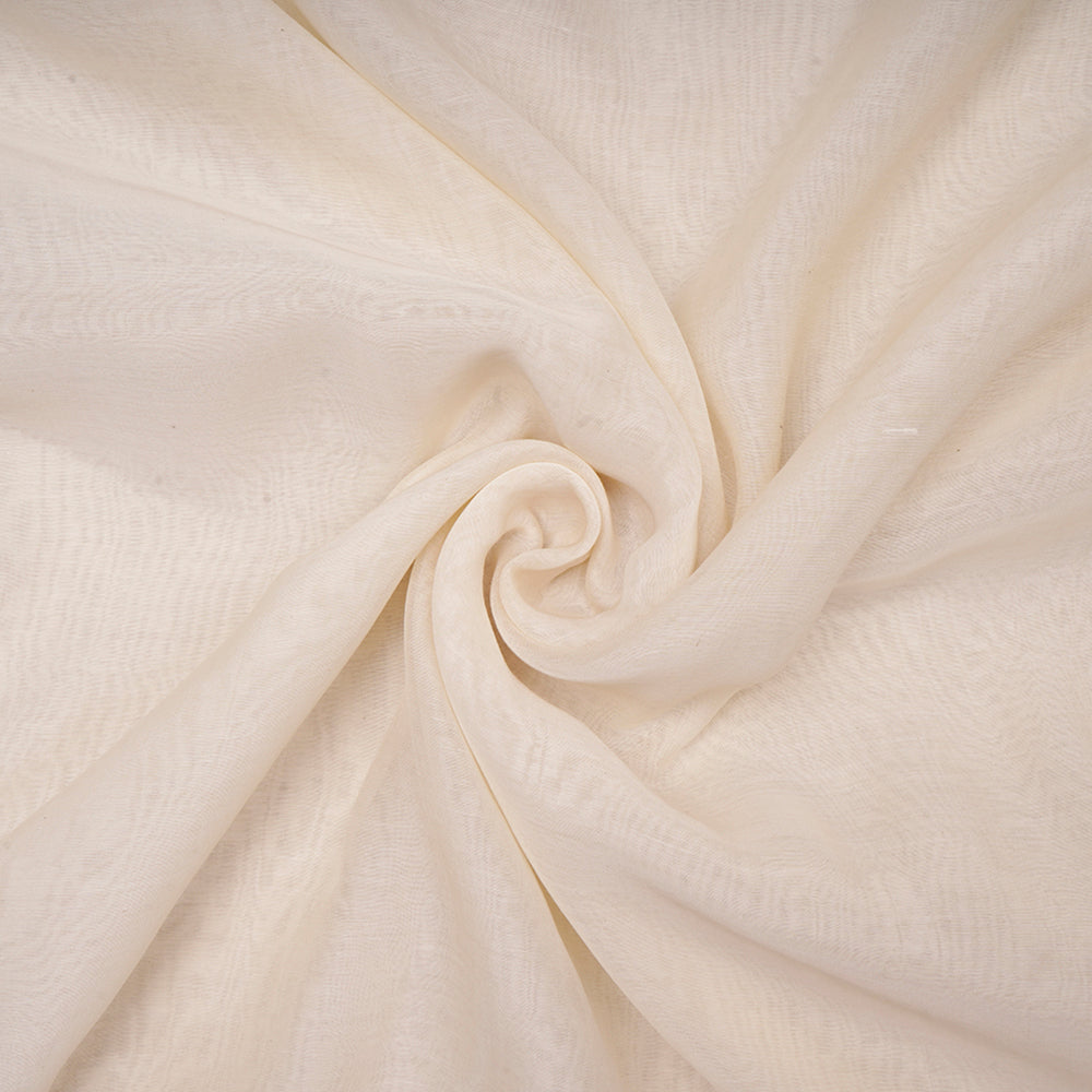 Off White Color Pure Fine Silk Cotton Fabric