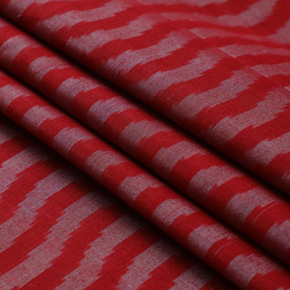 Maroon Color Handwoven Ikat Sico Silk Fabric