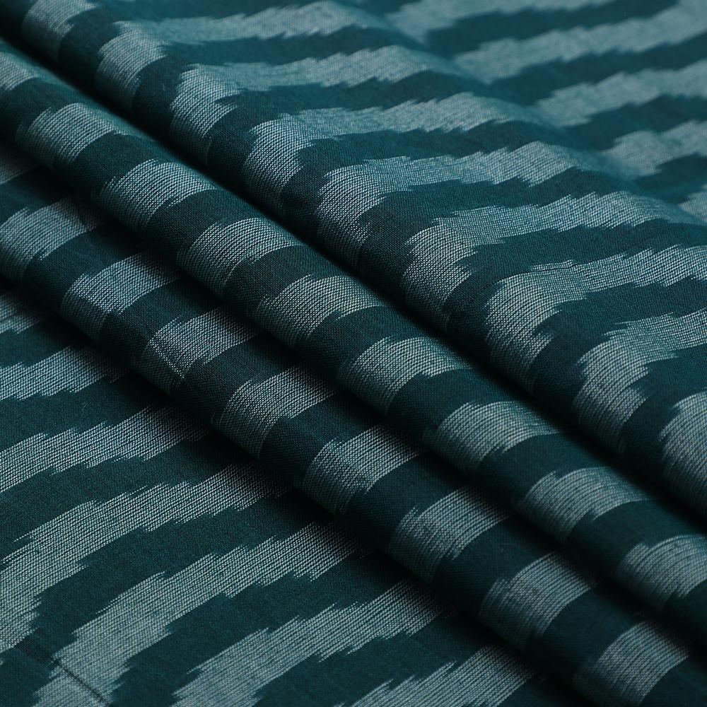 Dark Green Color Handwoven Ikat Sico Silk Fabric