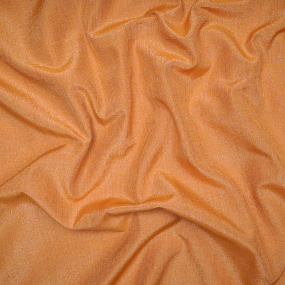 Orange Color Plain Tussar Chanderi Fabric