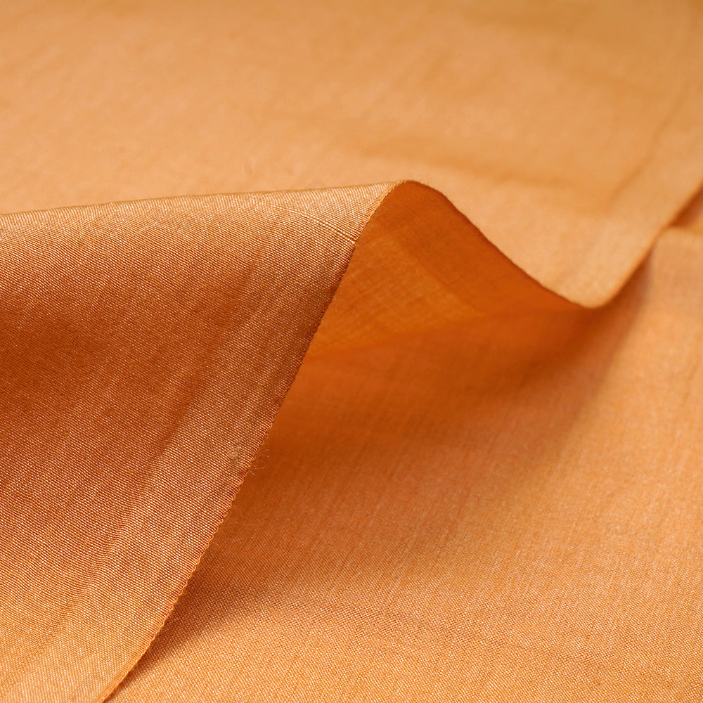 Orange Color Plain Tussar Chanderi Fabric