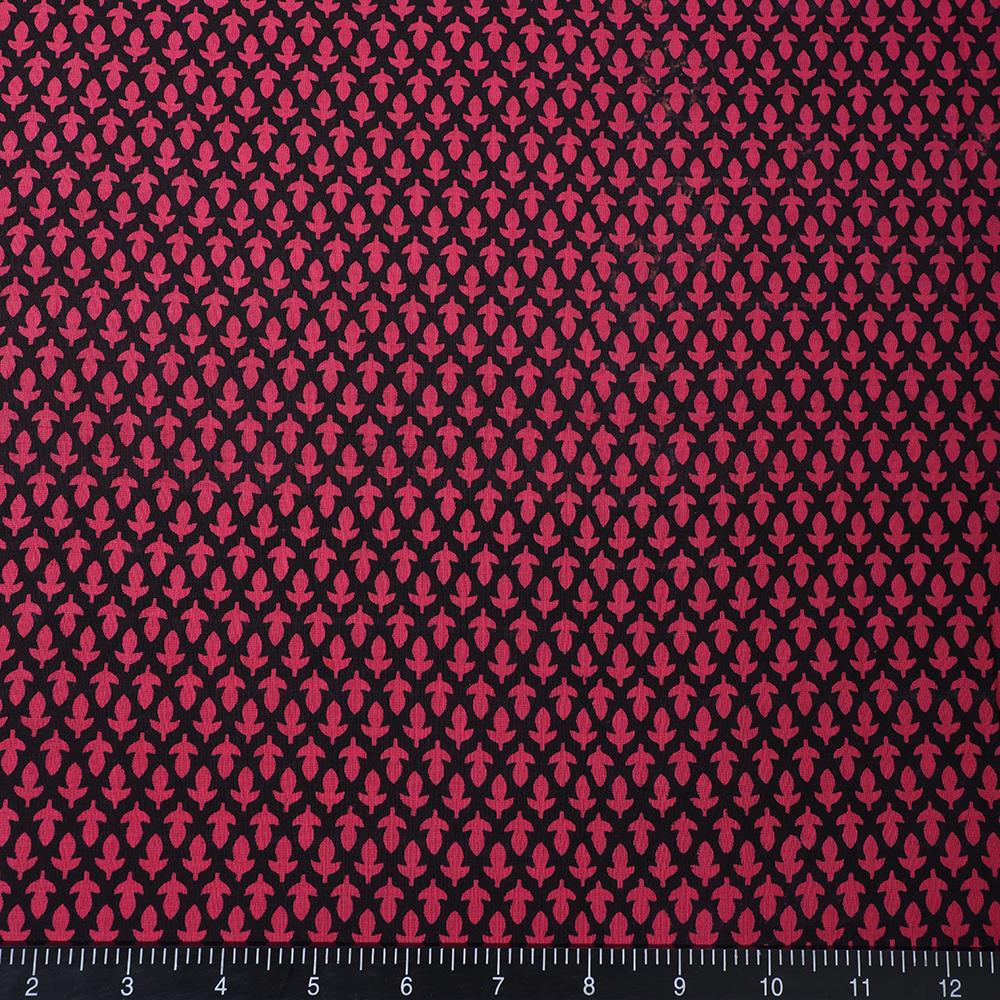 Pink-Black Color Printed High Twisted Voile Cotton Fabric