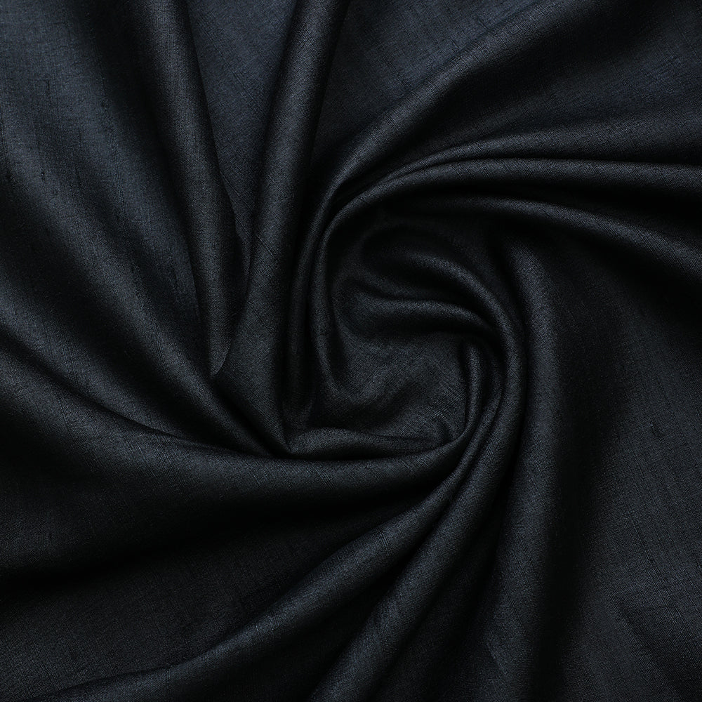 Black Color Natural Tussar Silk Fabric